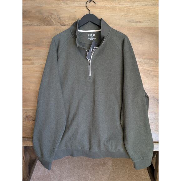 Rhone Sweatshirt Mens 2XL Dark Olive Heritage Midweight Long Sleeve 1/4 Zip NWT - Picture 1 of 5